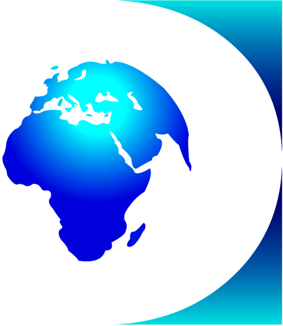 Dulmel emblem: an Afro-centred globe showing Europe and Africa
